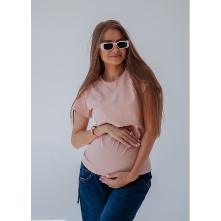 Футболка для вагітних з секретом для годування Пудровий